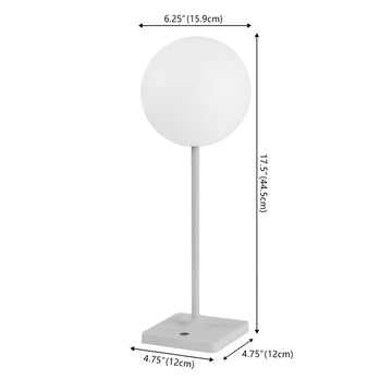 Allie 17.5" Modern Minimalist Indoor/Outdoor Metal Globe Rechargeable/Cordless Dimmable Integrated LED Table Lamp with Touch Sensor